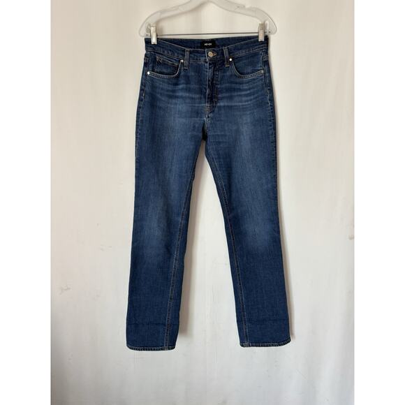 ME+EM Jeans 27 Womens Blue High Waist Genty Distressed Dark Blue Straight MEEM